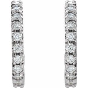 14K White Gold 5/8 CTW Natural Diamond French-Set Huggie Earrings