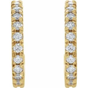 14K Yellow Gold 5/8 CTW Natural Diamond French-Set Huggie Earrings