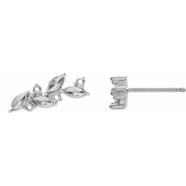 Sterling Silver 4-Stone Family Left Earring Mounting