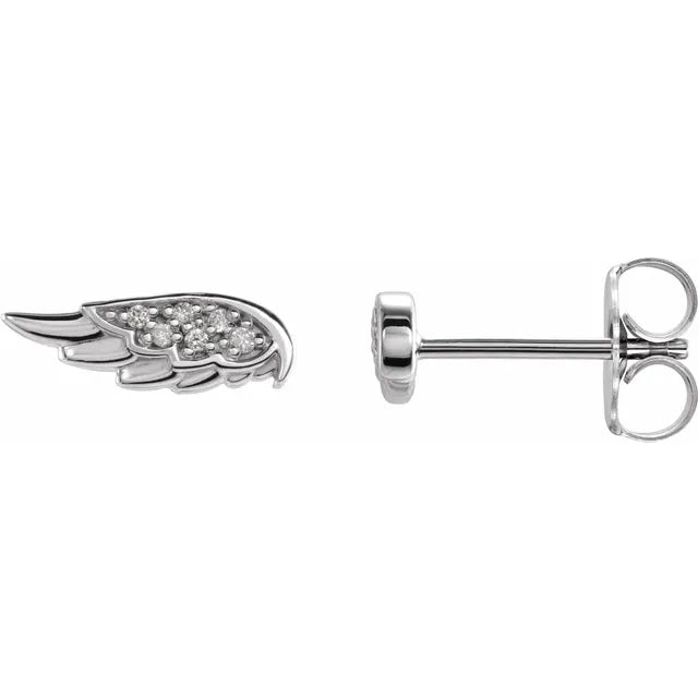 14K White Gold .03 CTW Natural Diamond Angel Wing Earrings