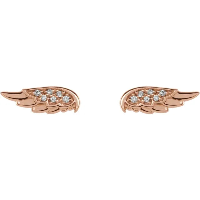 14K Rose Gold .03 CTW Natural Diamond Angel Wing Earrings
