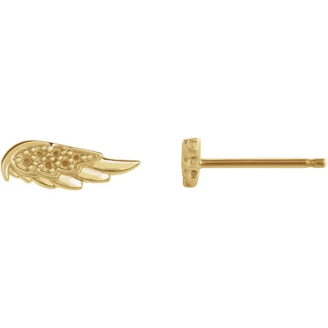 14K Yellow Gold Accented Angel Wing Earring Mounting