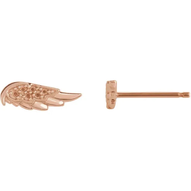 14K Rose Gold Accented Angel Wing Earring Mounting