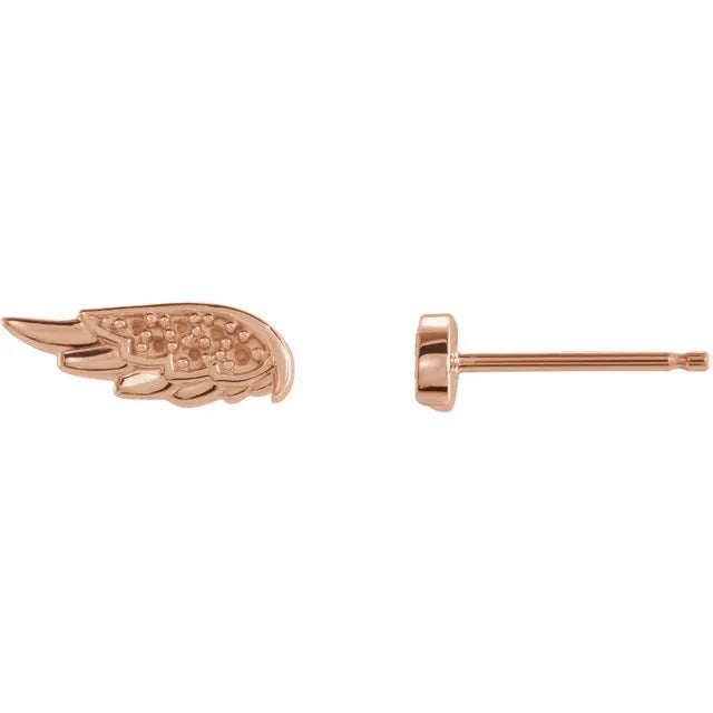 14K Rose Gold Accented Angel Wing Earring Mounting