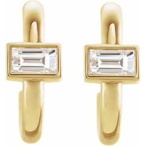 14K Yellow Gold 1/5 CTW Natural Diamond Huggie Hoop Earrings