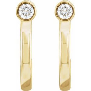 14K Yellow Gold 0.06 CTW Natural Diamond Huggie J-Hoop Earring
