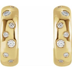 14K Yellow Gold 1/10 CTW Natural Diamond Huggie Earrings