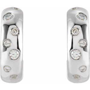 14K White Gold 1/10 CTW Natural Diamond Huggie Earrings