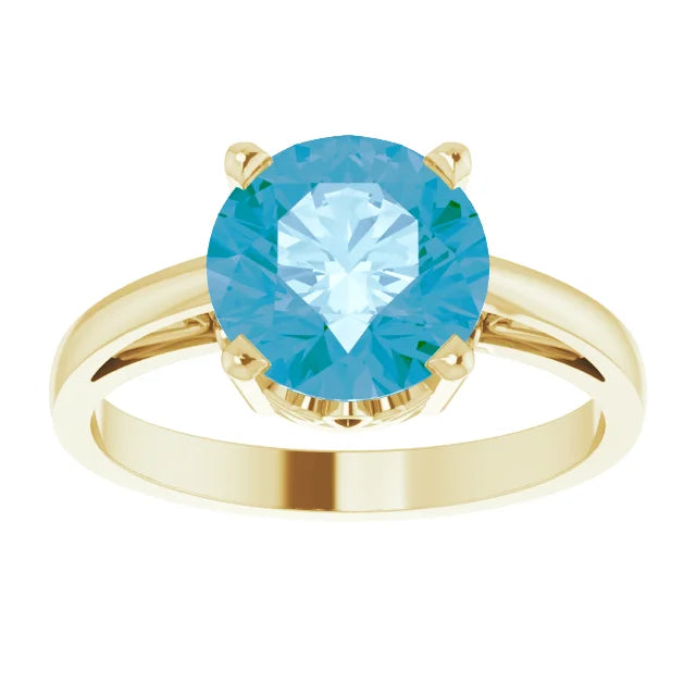 14K Yellow Gold Natural Swiss Blue Topaz Ring