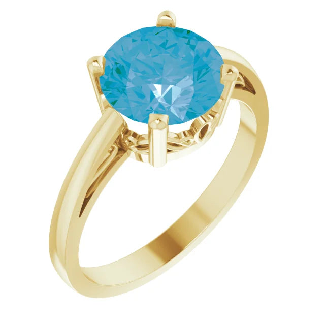 14K Yellow Gold Natural Swiss Blue Topaz Ring