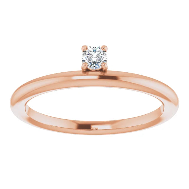 14K Rose Gold 1/10 CT Diamond Stackable Ring