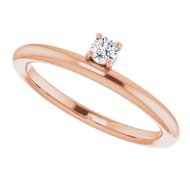 14K Rose Gold 1/10 CT Diamond Stackable Ring