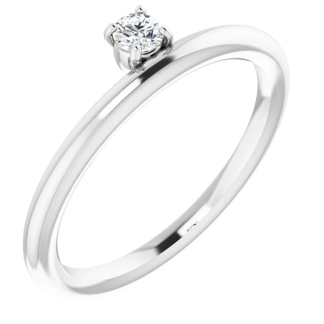 14K White Gold 1/10 CT Lab-Grown Diamond Stackable Ring