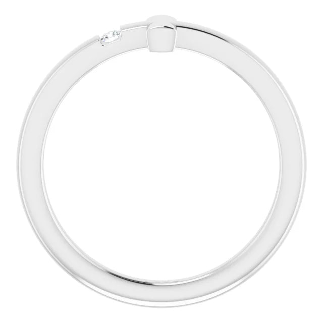 14K White Gold .015 CTW Natural Diamond Youth Sideways Cross Ring