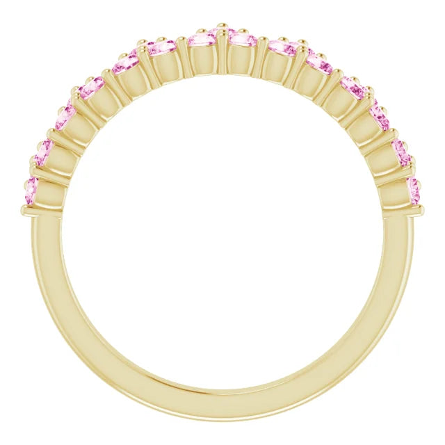 14K Yellow Gold Natural Pink Sapphire Crown Ring