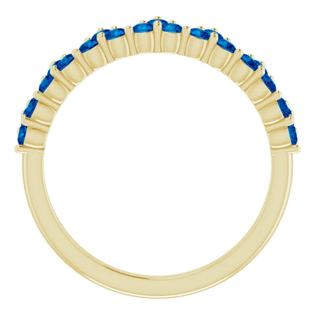 14K Yellow Gold Natural Blue Sapphire Crown Ring