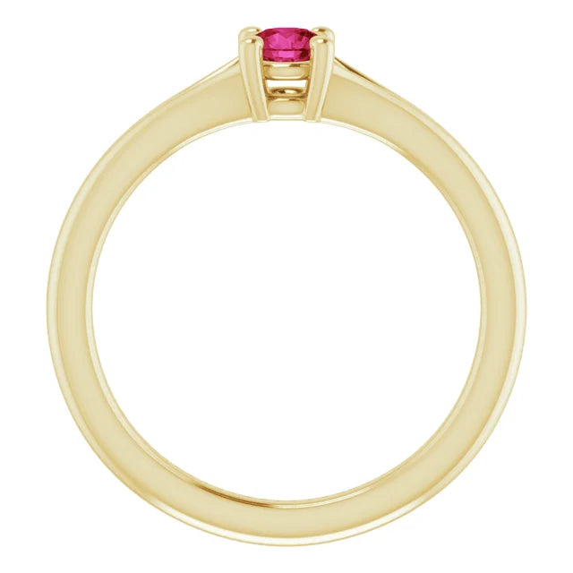 14K Yellow Gold Natural Ruby Youth Solitaire Ring