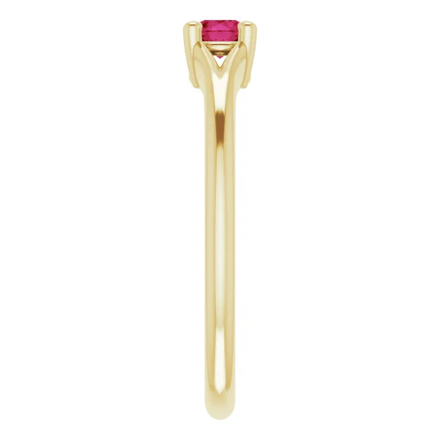 14K Yellow Gold Natural Ruby Youth Solitaire Ring
