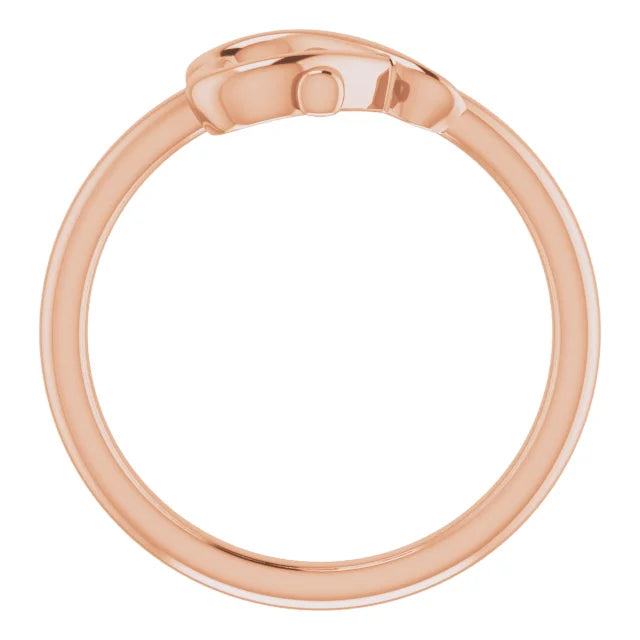 14K Rose Gold Cross with Heart Youth Ring
