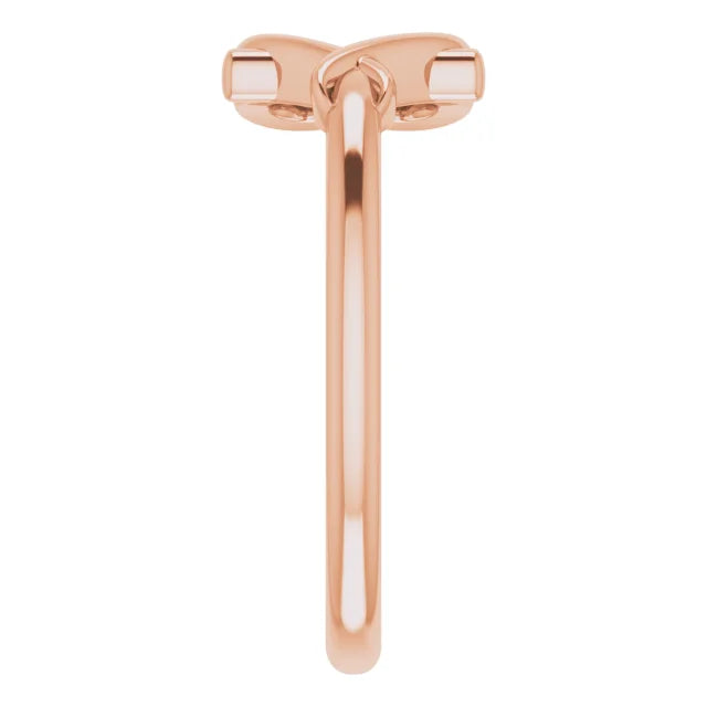 14K Rose Gold Cross with Heart Youth Ring