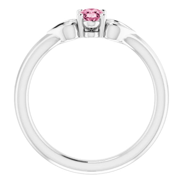 Sterling Silver Imitation Pink Tourmaline Youth Heart Ring