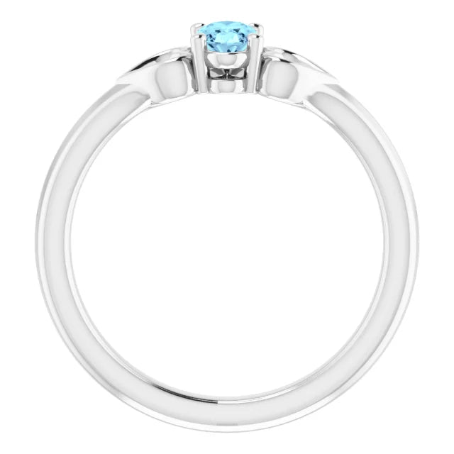 Sterling Silver Imitation Aquamarine Youth Heart Ring
