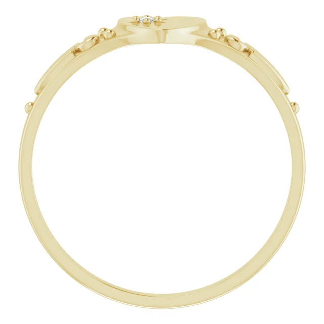 14K Yellow Gold .01 CT Natural Diamond Youth Heart Ring