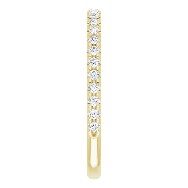14K Yellow Gold French-Set Matching Natural Diamond Band