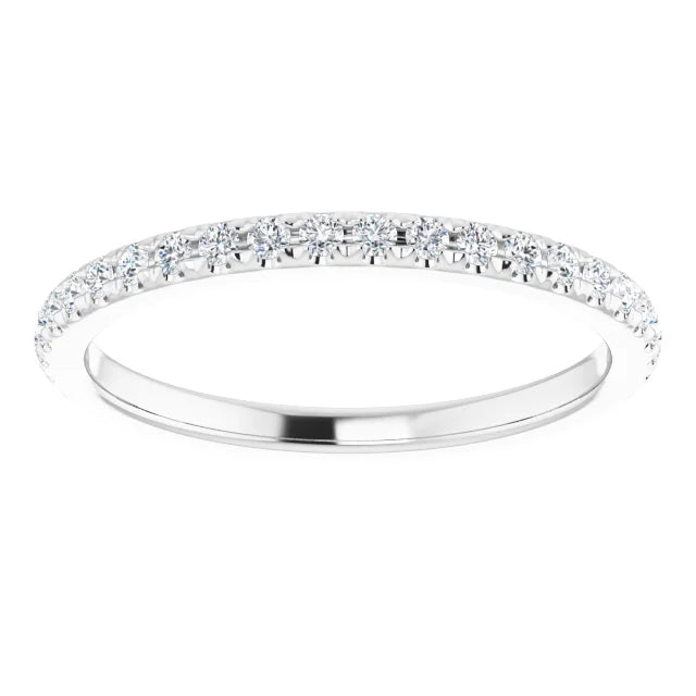 14K White Gold French-Set Matching Natural Diamond Band