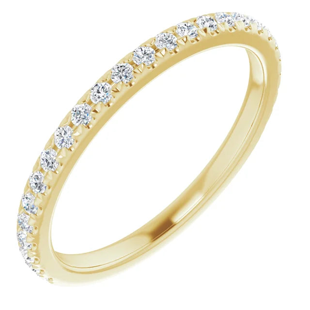 14K Yellow Gold French-Set Matching Natural Diamond Band