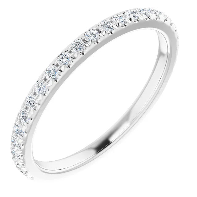 14K White Gold French-Set Matching Natural Diamond Band
