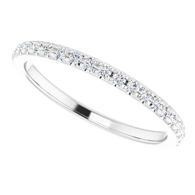 14K White Gold French-Set Matching Natural Diamond Band