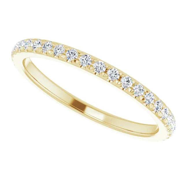 14K Yellow Gold French-Set Matching Natural Diamond Band
