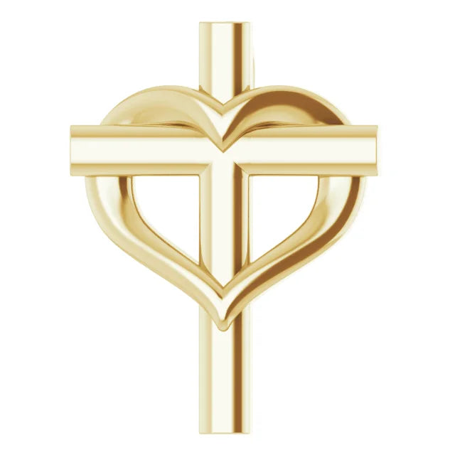 14K Yellow Gold Youth Cross with Heart Pendant