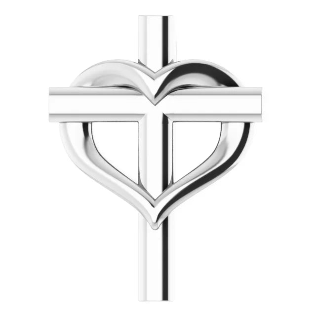 Sterling Silver Youth Cross with Heart Pendant