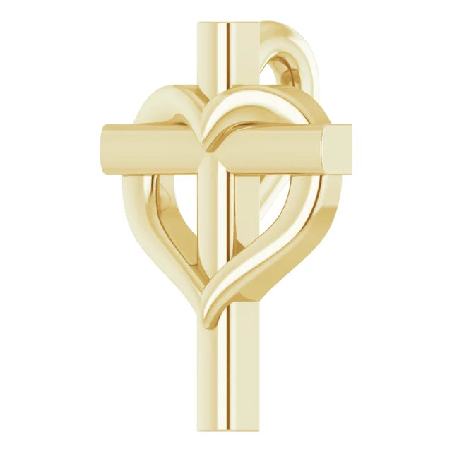 14K Yellow Gold Youth Cross with Heart Pendant