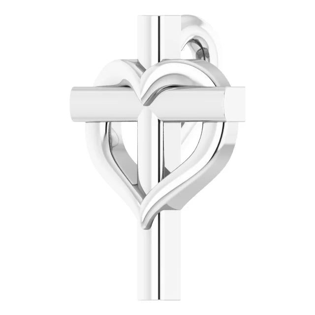 Sterling Silver Youth Cross with Heart Pendant