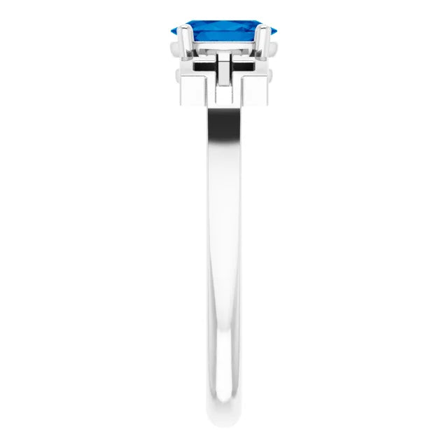 Sterling Silver Lab-Grown Blue Sapphire Youth Cross Ring