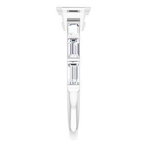 14K White Gold Emerald 1/2 CTW Natural Diamond Semi-Set Engagement Ring