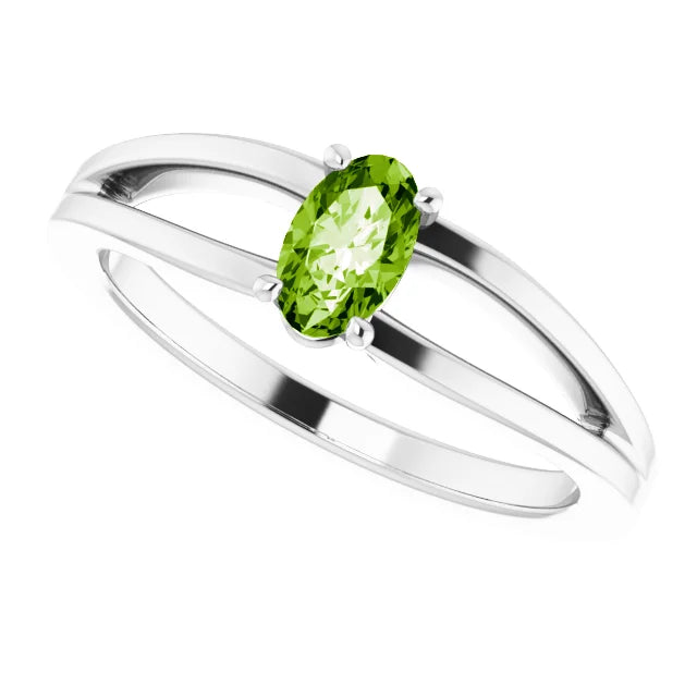 Sterling Silver Imitation Peridot Solitaire Youth Ring