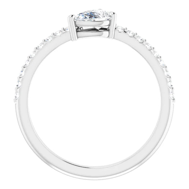 14K White 6x4 mm Pear Forever One™ Lab-Grown Colorless Moissanite & 1/6 CTW Natural Diamond Ring