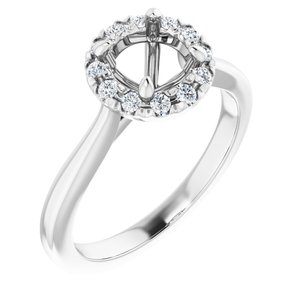 14K White Gold Round 1/6 CTW Diamond Semi-Set French-Set Engagement Ring