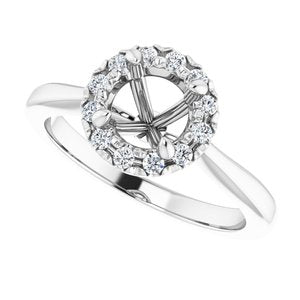 14K White Gold Round 1/6 CTW Diamond Semi-Set French-Set Engagement Ring