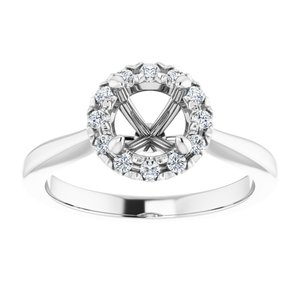 14K White Gold Round 1/6 CTW Diamond Semi-Set French-Set Engagement Ring