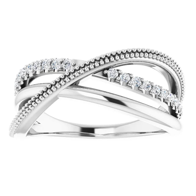 14K White Gold 1/5 CTW Natural Diamond Criss-Cross Ring
