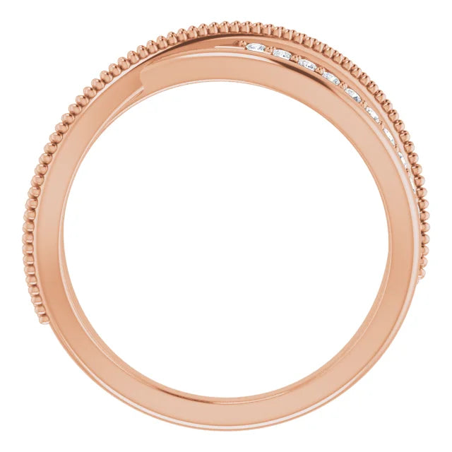 14K Rose Gold 1/5 CTW Natural Diamond Criss-Cross Ring