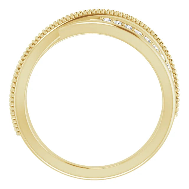 14K Yellow Gold 1/5 CTW Natural Diamond Criss-Cross Ring