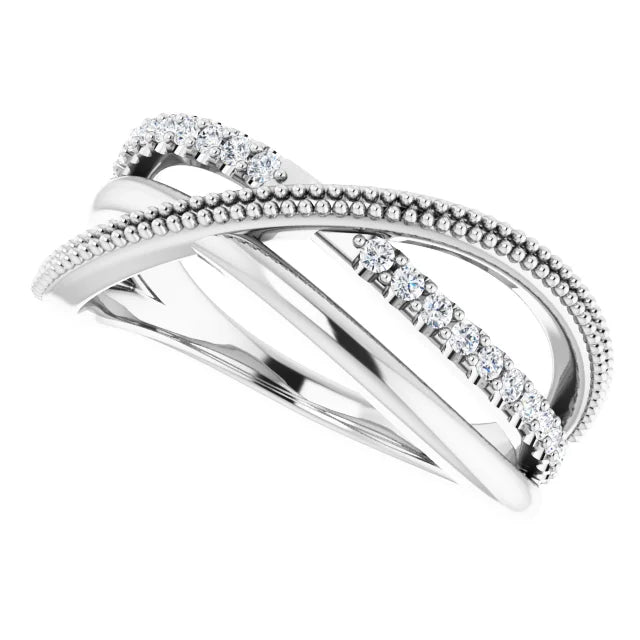 14K White Gold 1/5 CTW Natural Diamond Criss-Cross Ring