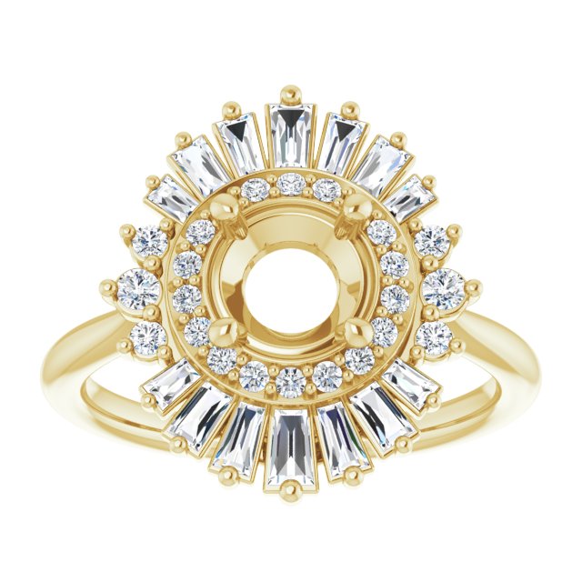 14K Yellow Gold Round 1/2 CTW Natural Diamond Semi-Set Engagement Ring