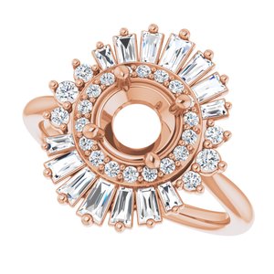14K Rose Gold Round 1/2 CTW Natural Diamond Semi-Set Engagement Ring